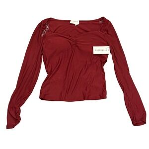 7th & Hudson Sweetheart Neck Top Burgundy Large Romantic Date Night Holiday